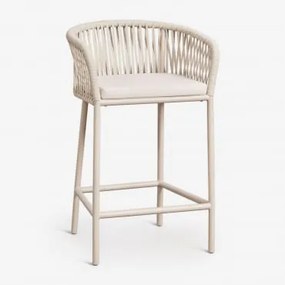 Arhiza Hoge Kruk Met Armleuningen In Gevlochten Touw ↑65 Cm & Tapioca Beige - Sklum