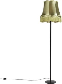 Retro vloerlamp zwart met Granny kap groen 45 cm - Simplo