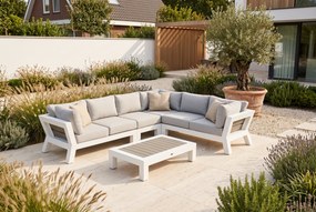 Hoek loungeset 6 personen Aluminium Wit  Santika Furniture Santika Yovita
