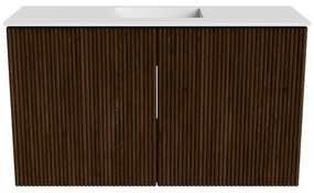 Mondiaz Joya 70cm toiletmeubel walnut met wastafel faye midden zonder kraangat talc