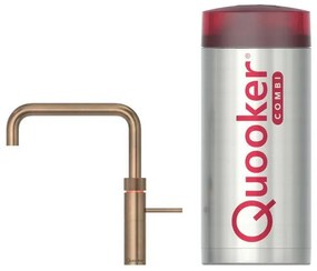 Quooker Fusion Square kokendwaterkraan - draaibare uitloop - Combi reservoir - Warm / kokend water - Messing Patina (Goud) 22FSPTN