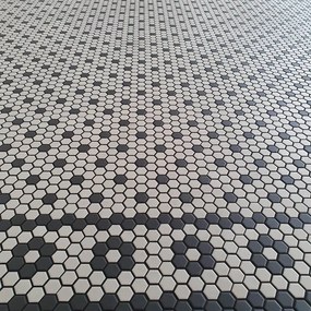 The Mosaic Factory London hexagon mozaïek tegels 26x30 wit/zwart bloem