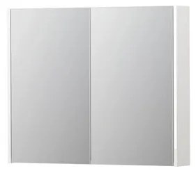INK SPK2 Spiegelkast - 90x14x74cm - 2 deuren - dubbelzijdige Spiegel - schakelaar en stopcontact - MDF lak wit hoogglans 1105256