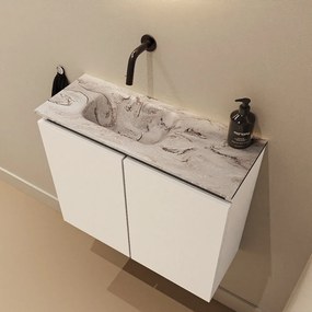 Mondiaz Ture DLux toiletmeubel 60cm talc met wastafel glace links zonder kraangat