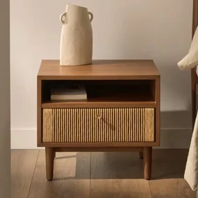 Kave Home Elan Retro Nachtkastje Walnoot Met Touw - 51x41x45cm.