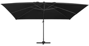 vidaXL Zweefparasol met LED-verlichting en paal 400x300 cm zwart