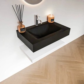 Zaro Alan badmeubel 70cm met planchet talc en vrijhangende wastafel cloud midden 1 kraangat urban
