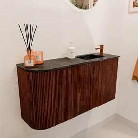 Mondiaz Joya DLux 80cm toiletmeubel ronding links ruby met wastafel faye rechts 1 kraangat lava