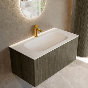 Mondiaz Kurve 90cm badmeubel shadow met 1 lade en wastafel big small midden 1 kraangat