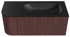 Mondiaz Kurve 105cm badmeubel ronding links ruby met 1 lade en deur en wastafel big small rechts zonder kraangat urban