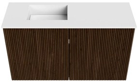 Mondiaz Joya 70cm toiletmeubel walnut met wastafel faye links zonder kraangat talc