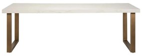 Richmond Interiors Whitebone Witte Visgraat Eettafel Met Messing - 235 X 100cm.