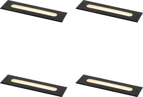 Set van 4 moderne grondspots zwart 30 cm incl. LED IP65 - Eline