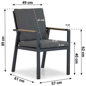 Tuinstoel Aluminium/teak Grijs-antraciet Lifestyle Garden Furniture Marseille