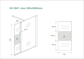 Mueller Satijn zijwand rechts + scharnierprofiel 35x200cm 10mm matglas