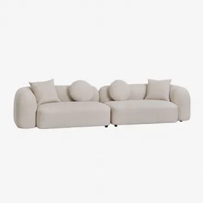 Modulaire 2-delige Bank In Chenille Coco Dikke Chenille Stof Wit - Sklum