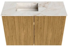 Mondiaz Joya DLux 60cm toiletmeubel oak met wastafel faye links zonder kraangat frappe