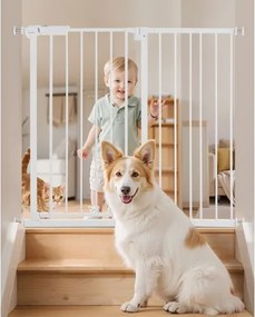 VEVOR Baby Gate Hondenhekje Scheiding met Verstelbare Breedte (65-101,6 cm), Traphekje voor Kind- en Huisdierveiligheid, Met één Hand Te Openen, Voor Trappen en Deuren, Wit
