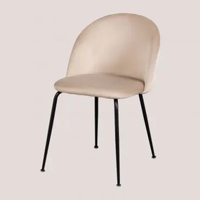 Kana Design Gestoffeerde Eetkamerstoel Van Fluweel Bruin - Tarwe & Zwart - Sklum