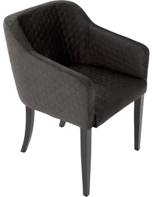 Goossens Eetkamerstoel Peda grijs stof met armleuning, elegant chic