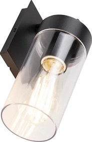 Moderne buiten wandlamp zwart met helder glas - Rullo
