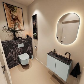 Mondiaz Ture DLux toiletmeubel 60cm greey met wastafel lava rechts met kraangat