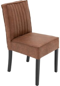 Goossens Basic Eetkamerstoel Tura cognac micro leer leuning, stijlvol landelijk