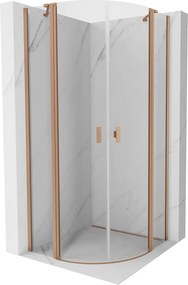 Mexen Mist douchecabine halfrond zwenkbaar 80 x 80 cm, transparant, geborsteld koper - 8A32-080-080-65-00