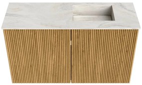 Mondiaz Joya DLux 70cm toiletmeubel oak met wastafel faye rechts 1 kraangat ostra