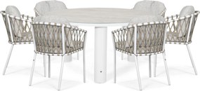 Tuinset Ronde Tuintafel 6 personen 150 cm Rope Wit  Lifestyle Garden Furniture Morano/Arancia