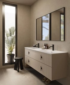 Muebles Avila badmeubel ribbelfront 160cm macchiato met dubbele wastafel met kraangaten