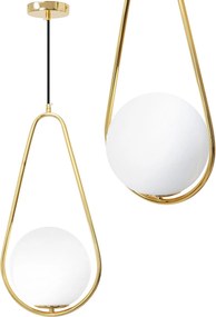 Plafondlamp Hangende Glazen Bol Wit Goud APP472-1CP