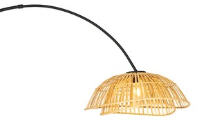 Oosterse booglamp zwart met naturel bamboe - PuaOosters E27 Binnenverlichting Lamp