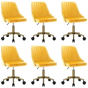 vidaXL Eetkamerstoelen draaibaar 6 st fluweel geel
