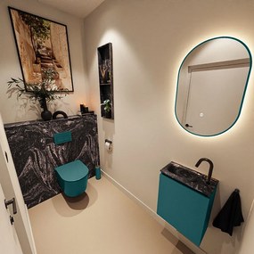 Mondiaz Ture DLux toiletmeubel 40cm smag met wastafel lava links met kraangat