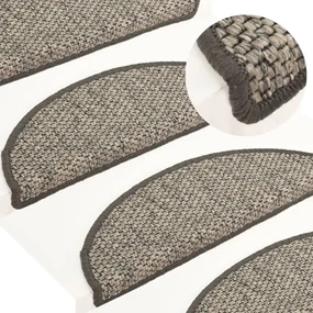 vidaXL Trapmatten zelfklevend 15 st sisal-look 65x25 cm antracietkleur