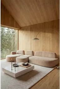 Modulaire Linker Chaise Longue Bank Van 3 Delen Met Hoekmodule En Gestoffeerde Poef Giorgia Chenille Licht Zandbruin - Sklum