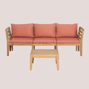 Filips 3-delige Modulaire Bankset Met Armleuningen En Salontafel In Acaciahout Terracota - Sklum