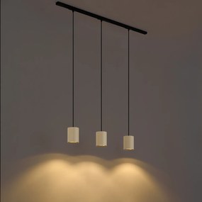 Modern railsysteem met 3 hanglampen zwart met beige 1-fase - Iconic Holt