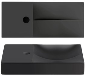 Clou Vale keramische fontein 45cm met kraangat links zwart mat