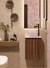 Fontana Pink Onyx Micro Marble toiletmeubel met ribbelfront 40cm walnoot