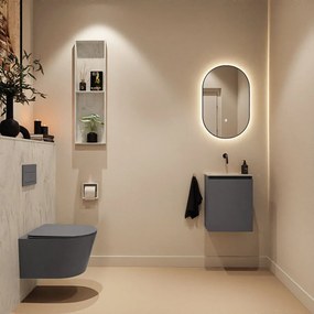 Mondiaz Ture DLux toiletmeubel 40cm dark grey met wastafel opalo midden zonder kraangat