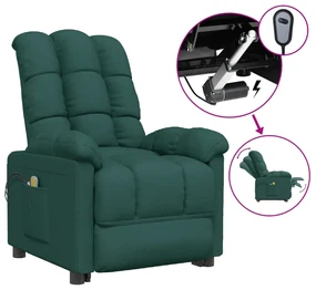 vidaXL Massagestoel verstelbaar elektrisch stof donkergroen