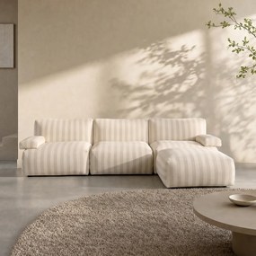 Modulaire Bank Met Hocker Strepen Beige Wit