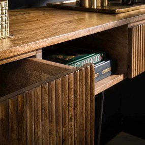 Houten Sidetable Met Ribbels - 110 X 40cm.