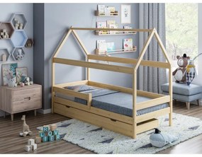 Peuter Natuurlijk Canopy House-vormig eenpersoonsbed - Teddy 5056231751179 Children's Beds Home, 140x80, Grote enkele, 10 cm latex/kokosvezelmatras Ch