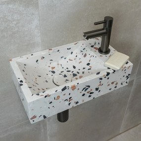 Saniclear Terrazzo fonteinset met rechte kraan in gunmetal