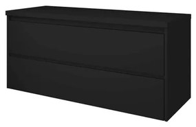 Proline Top badkamermeubelset - 120x46x55.2cm - wastafelblad - symmetrisch - MDF lak zwart mat 1817276