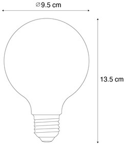 Set van 5 E27 dimbare LED lamp opaal G95 5W 450 lm 2700K