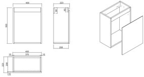 SaniGoods Mikado toiletmeubel marmer 40x22.3x50cm wit